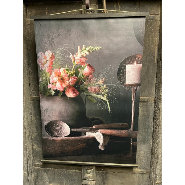 Tuinposter – Wanddoek Bloemen met zeef