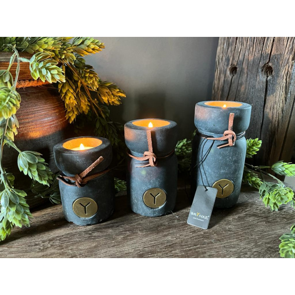 Brynxz set van 3 candle-waxine cup met leren touw