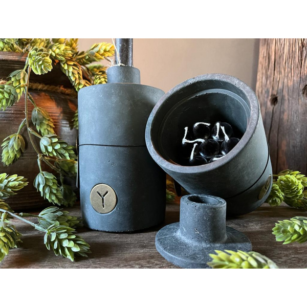 Brynxz stenen vaas met kandelaar Majestic black
