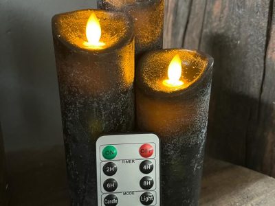 Led kaarsen met afstandsbediening set van 3 Antraciet